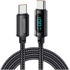 Дата кабель USB-C to USB-C 1.0m 100W LED black Essager (EXCT1-XY01-P) - Фото
