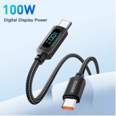 Дата кабель USB-C to USB-C 1.0m 100W LED black Essager (EXCT1-XY01-P) - Фото