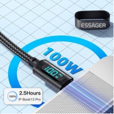 Дата кабель USB-C to USB-C 1.0m 100W LED black Essager (EXCT1-XY01-P) - Фото