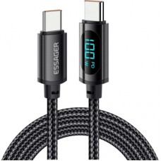 Дата кабель USB-C to USB-C 2.0m 100W LED black Essager (EXCT1-XYA01-P) - Фото