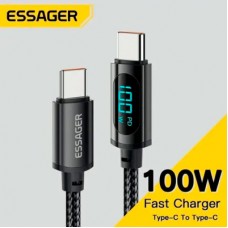 Дата кабель USB-C to USB-C 2.0m 100W LED black Essager (EXCT1-XYA01-P) - Фото