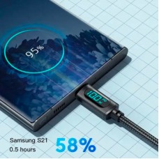 Дата кабель USB-C to USB-C 2.0m 100W LED black Essager (EXCT1-XYA01-P) - Фото