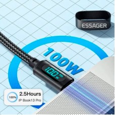 Дата кабель USB-C to USB-C 2.0m 100W LED black Essager (EXCT1-XYA01-P) - Фото