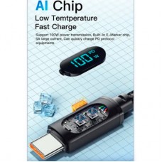 Дата кабель USB-C to USB-C 2.0m 100W LED black Essager (EXCT1-XYA01-P) - Фото