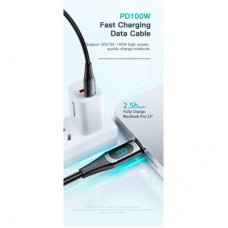 Дата кабель USB-C to USB-C 2.0m 100W Digital Display blue Essager (ES-XCTT1-YDA03) - Фото