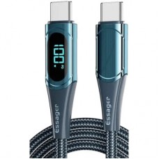 Дата кабель USB-C to USB-C 1.0m 100W Digital Display blue Essager (ES-XCTT1-YD03) - Фото