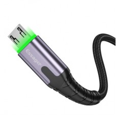 Дата кабель USB 2.0 AM to Micro 5P 2.0m 2.4A LED black Essager (EXCM-XGA0G) - Фото