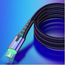 Дата кабель USB 2.0 AM to Micro 5P 2.0m 2.4A LED black Essager (EXCM-XGA0G) - Фото
