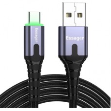 Дата кабель USB 2.0 AM to USB-C 2.0m 3A LED black Essager (EXCT-XGA0G) - Фото