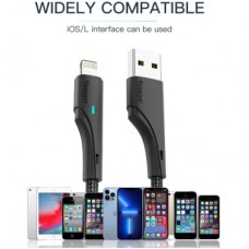Дата кабель USB 2.0 AM to Lightning 0.25m 2.4A black Essager (EXCL-LSB01) - Фото