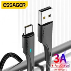 Дата кабель USB 2.0 AM to USB-C 3.0m black Essager (EXCT-LSC01) - Фото