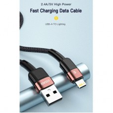 Дата кабель USB 2.0 AM to Lightning 2.0m 2.4A black Essager (EXCL-XCA01) - Фото