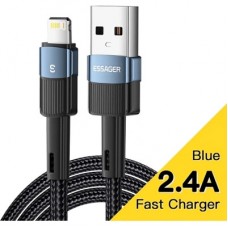 Дата кабель USB 2.0 AM to Lightning 2.0m 2.4A blue Essager (EXCL-XCA03) - Фото