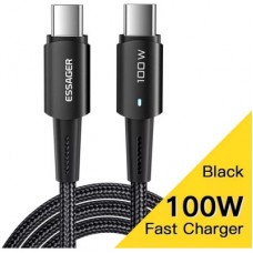 Дата кабель USB-C to USB-C 0.5m 100W black Essager (EXCTT1-CGB01) - Фото