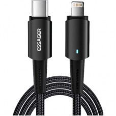 Дата кабель USB-C to Lightning 2.0m 20W black Essager (EXCTL-CGA01) - Фото