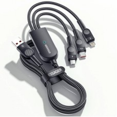 Дата кабель USB 2.0 AM to Lightning + Micro 5P + Type-C 1.2m 66W black Essager (EXCMTL-XJ01) - Фото