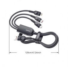 Дата кабель USB 2.0 AM to Lightning + Micro 5P + Type-C 1.2m 66W black Essager (EXCMTL-XJ01) - Фото