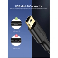 Дата кабель USB 2.0 AM to Mini 5P 1.0m US132 black Ugreen (10355) - Фото