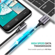 Дата кабель USB 2.0 AM to USB-C 3.0m 3A US284 90° corner black Ugreen (70255) - Фото