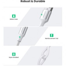 Дата кабель USB 2.0 AM to USB-C 0.25m 3A braided US288 white Ugreen (60129) - Фото