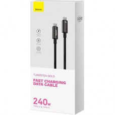 Дата кабель USB-C to USB-C 1.0m 240W Black Baseus (CAWJ040001) Дата кабель USB-C to USB-C 1.0m 240W Black Baseus (CAWJ040001) - Фото