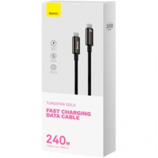 Дата кабель USB-C to USB-C 2.0m 240W Black Baseus (CAWJ040101) Дата кабель USB-C to USB-C 2.0m 240W Black Baseus (CAWJ040101) - Фото