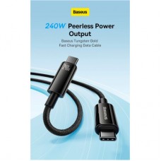 Дата кабель USB-C to USB-C 2.0m 240W Black Baseus (CAWJ040101) Дата кабель USB-C to USB-C 2.0m 240W Black Baseus (CAWJ040101) - Фото
