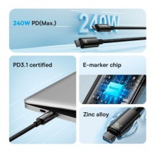 Дата кабель USB-C to USB-C 2.0m 240W Black Baseus (CAWJ040101) Дата кабель USB-C to USB-C 2.0m 240W Black Baseus (CAWJ040101) - Фото