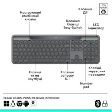 Клавиатура Logitech Slim Solar+ for Business Wireless/Bluetooth Graphite (920-013779) - Фото