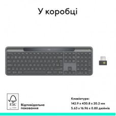 Клавиатура Logitech Slim Solar+ for Business Wireless/Bluetooth Graphite (920-013779) - Фото