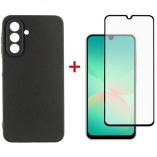Чохол для мобільного телефона Dengos Kit Samsung Galaxy A26 Carbon + glass (Black) (DG-KM-137) - Фото