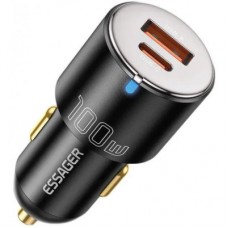 Зарядний пристрій Essager 1xUSB-C 100 W + 1xUSB black (ECCACAC-QTZ01) - Фото