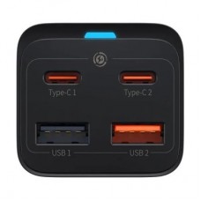 Зарядное устройство Baseus 2xUSB-C 65W + 2xUSB GaN + cable USB-C to USB-C 100W 1.0m black (CCGP040101) - Фото