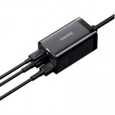 Зарядное устройство Baseus 2xUSB-C 65W + 2xUSB GaN + cable USB-C to USB-C 100W 1.0m black (CCGP040101) - Фото