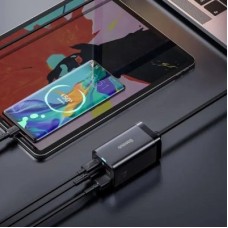 Зарядное устройство Baseus 2xUSB-C 65W + 2xUSB GaN + cable USB-C to USB-C 100W 1.0m black (CCGP040101) - Фото