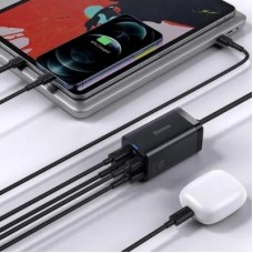 Зарядное устройство Baseus 2xUSB-C 65W + 2xUSB GaN + cable USB-C to USB-C 100W 1.0m black (CCGP040101) - Фото