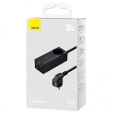 Зарядное устройство Baseus AC + 2xUSB-C 100W + 2xUSB + cable USB-C to USB-C 100W 1.0m black (PSZM000401) - Фото