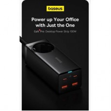 Зарядное устройство Baseus AC + 2xUSB-C 100W + 2xUSB + cable USB-C to USB-C 100W 1.0m black (PSZM000401) - Фото