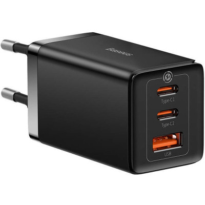 Зарядное устройство Baseus 2xUSB-C 65W + 1xUSB GaN + cable USB-C to USB-C 100W 1.0m black (CCGP120201)