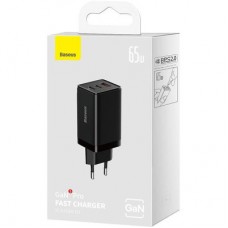 Зарядное устройство Baseus 2xUSB-C 65W + 1xUSB GaN + cable USB-C to USB-C 100W 1.0m black (CCGP120201) Зарядное устройство Baseus 2xUSB-C 65W + 1xUSB GaN + cable USB-C to USB-C 100W 1.0m black (CCGP120201) - Фото