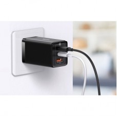 Зарядное устройство Baseus 2xUSB-C 65W + 1xUSB GaN + cable USB-C to USB-C 100W 1.0m black (CCGP120201) Зарядное устройство Baseus 2xUSB-C 65W + 1xUSB GaN + cable USB-C to USB-C 100W 1.0m black (CCGP120201) - Фото