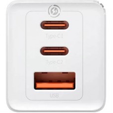 Зарядний пристрій Baseus 2xUSB-C 65 W + 1xUSB GaN + cable USB-C to USB-C 100 W 1.0m white (CCGP120202) Зарядний пристрій Baseus 2xUSB-C 65 W + 1xUSB GaN + cable USB-C to USB-C 100 W 1.0m white (CCGP120202) - Фото