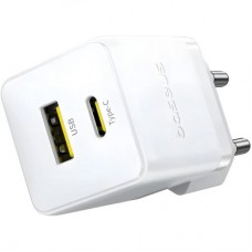 Зарядний пристрій Baseus 1xUSB-C 20 W + 1xUSB white + cable USB-C to USB-C 60 W 1.0 m (P10111608213-01) Зарядний пристрій Baseus 1xUSB-C 20 W + 1xUSB white + cable USB-C to USB-C 60 W 1.0 m (P10111608213-01) - Фото