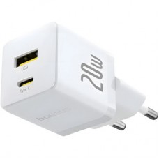 Зарядний пристрій Baseus 1xUSB-C 20 W + 1xUSB white + cable USB-C to USB-C 60 W 1.0 m (P10111608213-01) Зарядний пристрій Baseus 1xUSB-C 20 W + 1xUSB white + cable USB-C to USB-C 60 W 1.0 m (P10111608213-01) - Фото