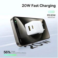 Зарядний пристрій Baseus 1xUSB-C 20 W + 1xUSB white + cable USB-C to USB-C 60 W 1.0 m (P10111608213-01) Зарядний пристрій Baseus 1xUSB-C 20 W + 1xUSB white + cable USB-C to USB-C 60 W 1.0 m (P10111608213-01) - Фото