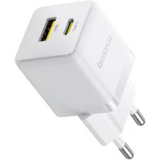 Зарядное устройство Baseus 1xUSB-C 30W + 1xUSB white (P1011160A213-00)