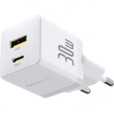 Зарядний пристрій Baseus 1xUSB-C 30 W + 1xUSB white (P1011160A213-00) Зарядний пристрій Baseus 1xUSB-C 30 W + 1xUSB white (P1011160A213-00) - Фото