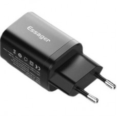 Зарядний пристрій Essager 1xUSB + 1xUSB-C PD30W black (ECTPQS-ZTB01) - Фото