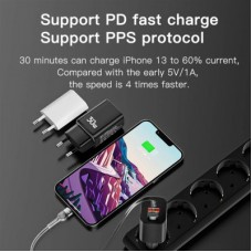 Зарядний пристрій Essager 1xUSB + 1xUSB-C PD30W black (ECTPQS-ZTB01) - Фото
