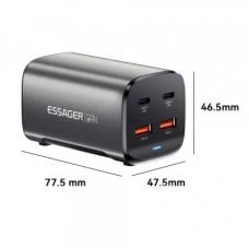 Зарядний пристрій Essager 2xUSB-C + 2xUSB 67W GaN (ECT2AC-JYB0G-Z) - Фото